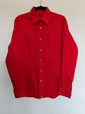 ⭐️ Hugo Boss Men's Vibrant Red Dress Shirt Size M